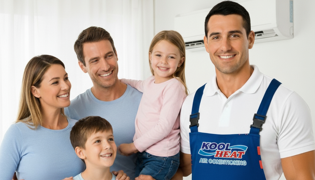 photo of family who trusts KoolHeat Air Conditioning Taree + AC air conditioning .