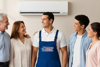 photo of KoolHeat Installer with clients. KoolHeat is a trusted 100% Air Conditioning Port Macquarie provider by Great Lakes locals